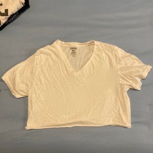 White izod vneck crop tee
